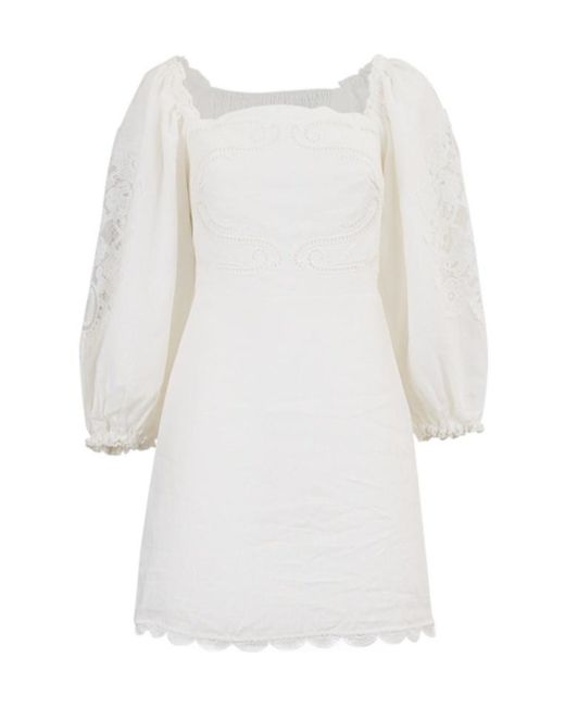 Farm Rio White Embroidered Mini Dress