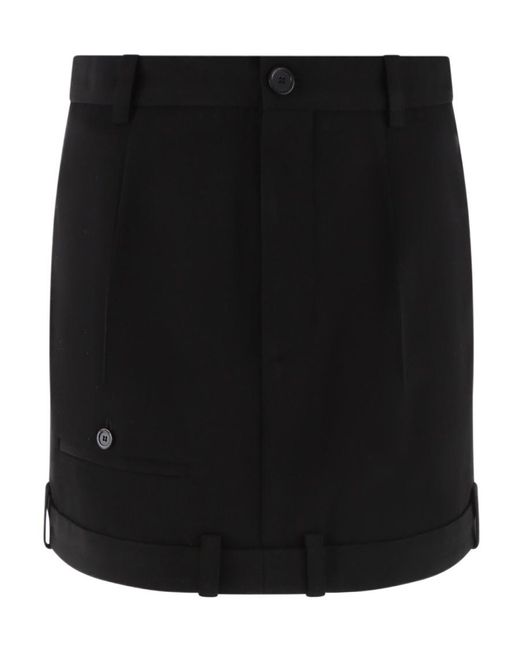 Balenciaga Black Twill Deconstructed Mini Skirt
