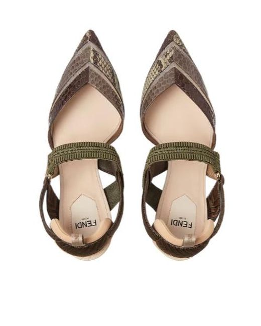 Fendi Metallic Colibrì Pointed-Toe Slingback Pumps