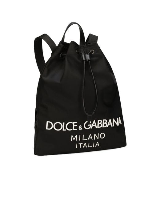 Dolce & Gabbana Black Nylon Backpack for men