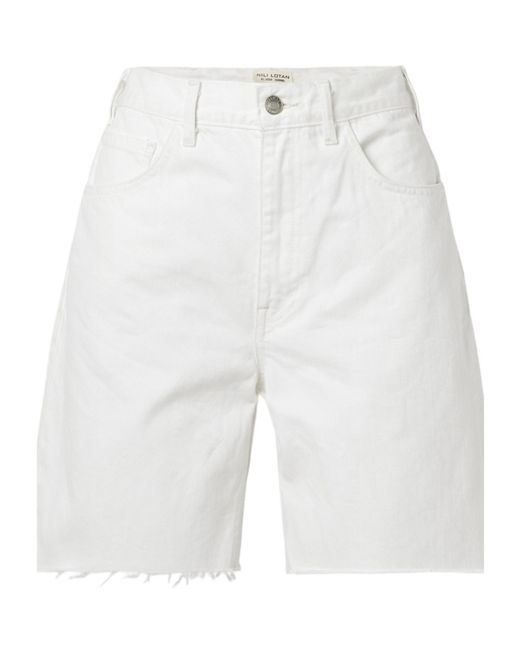 Nili Lotan White Russel Raw Edge Denim Shorts