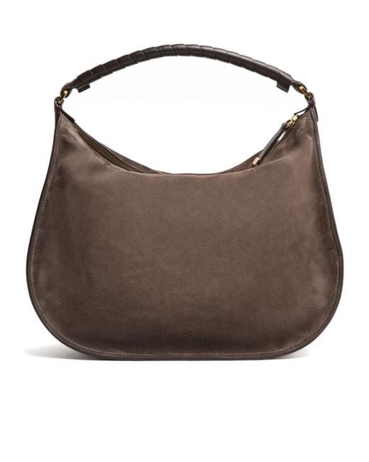 Chloé Brown Marcie Logo Shoulder Bag