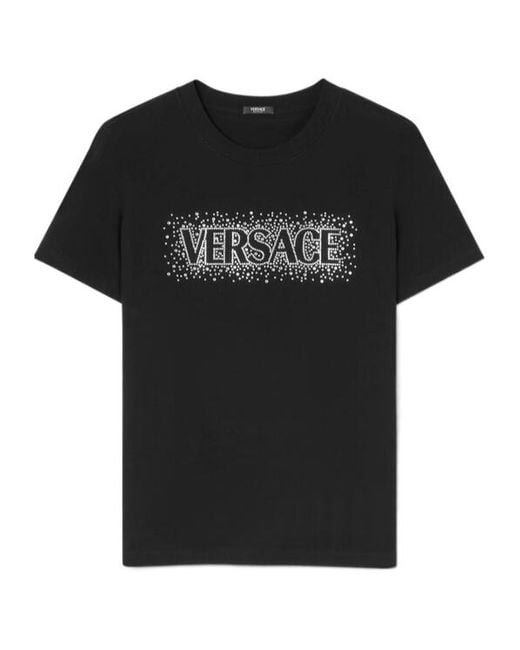 Versace Black Logo-Embellished Crewneck T-Shirt