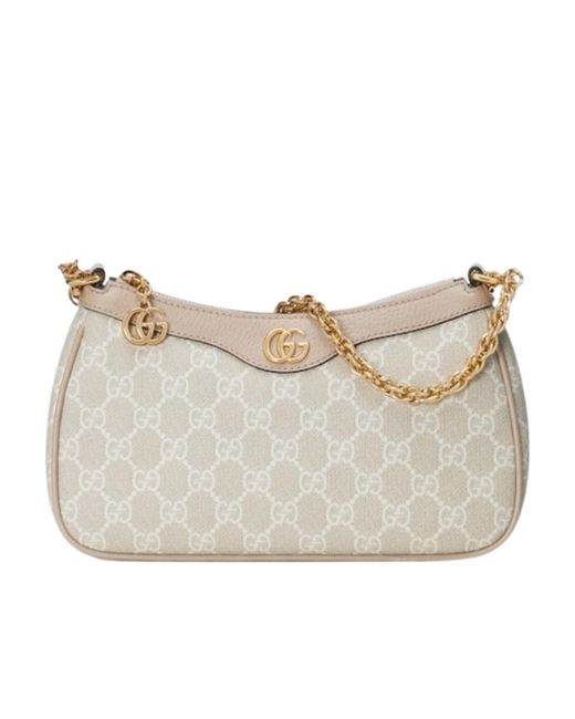 Gucci Natural Ophidia Logo Plaque Shoulder Bag