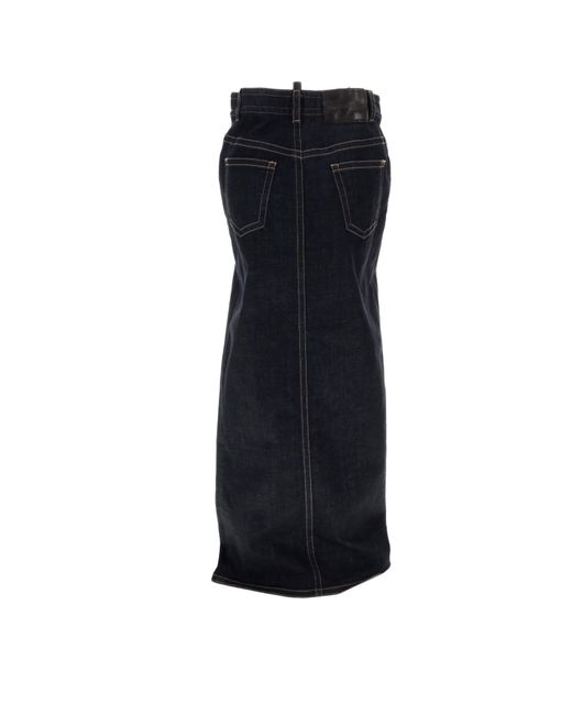 DSquared² Blue Denim Midi Skirt