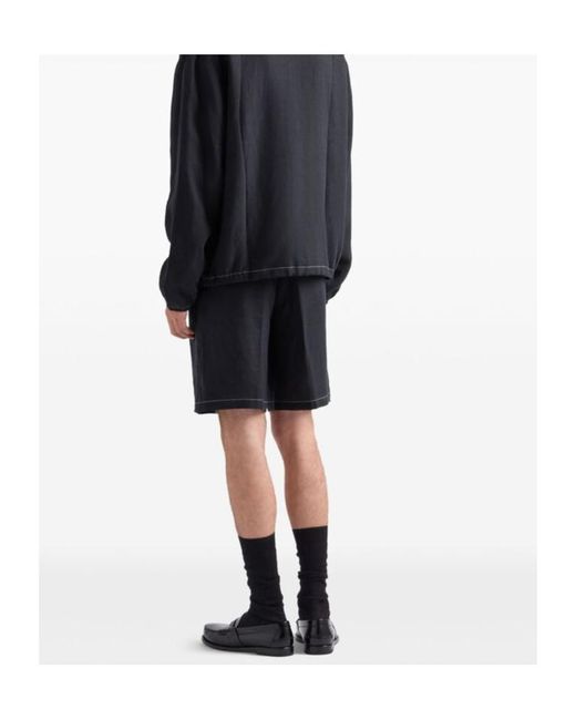 Prada Blue Logo-Patch Bermuda Shorts for men