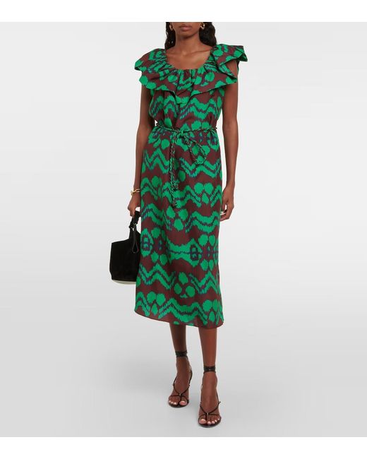 Ulla Johnson Green Printed Mid-Length Dress