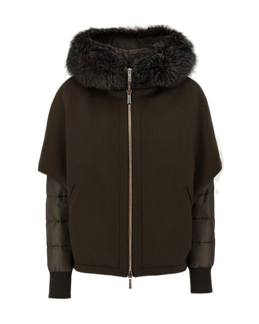 Moorer Black Long-Sleeve Hooded Down Jacket