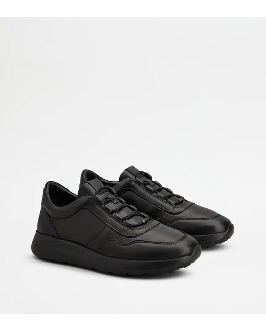 Tod's Black Leather Lace-Up Sneakers for men