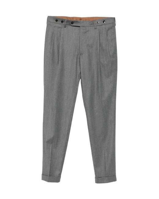 Berwich Gray Pleated Wool Trousers for men