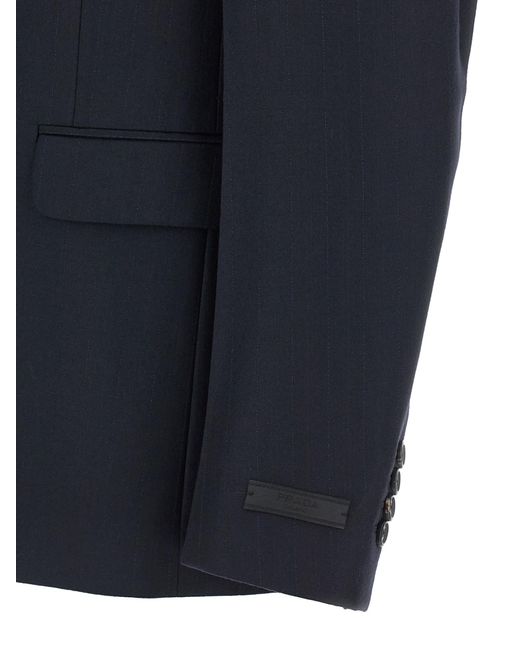 Prada Blue Pinstriped Single-Breasted Suit for men