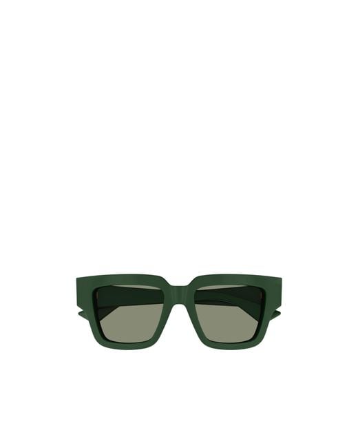 Bottega Veneta Green Eyewear Rectangular Frame Sunglasses