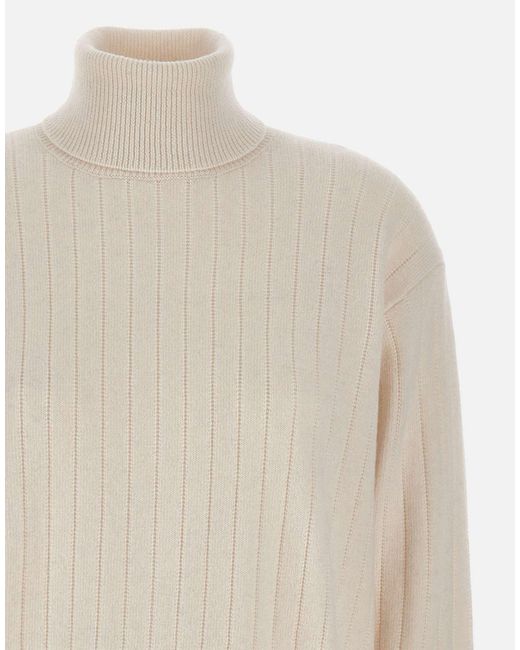 Eleventy White Ribbed Turtleneck Knitwear