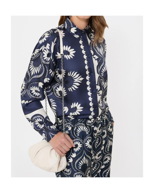 Weekend by Maxmara Blue Silk Patchwork Printed Shirt