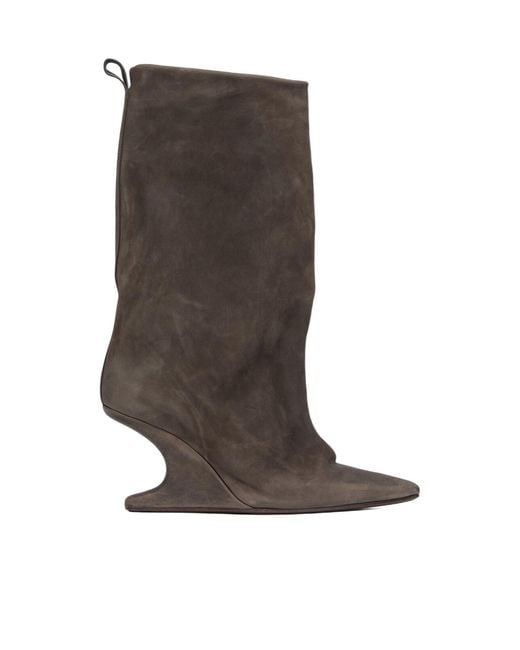 Rick Owens Brown Cantilever Sharp Flared Boots