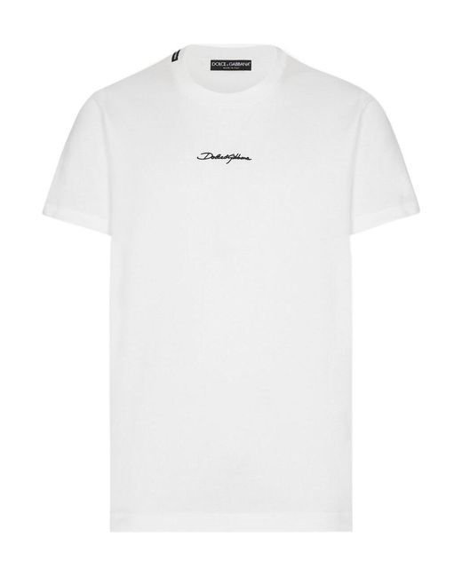 Dolce & Gabbana White Logo Patch Crewneck T-Shirt for men
