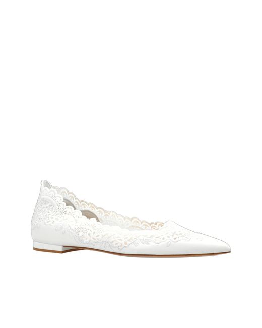 Gianvito Rossi White Evie 05 Lace Ballet Flats