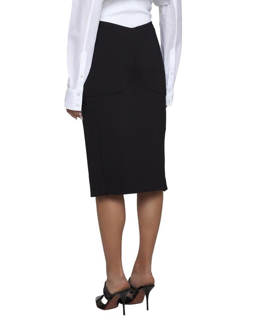 Alaïa Black Alaïa Upstitched Circle Midi Pencil Skirt