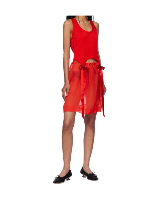 Simone Rocha Red Bow Tail Easy Vest