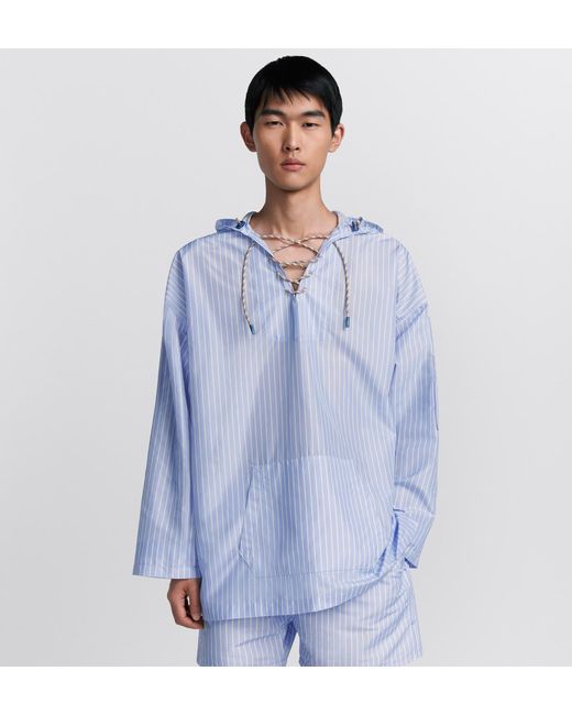 Dior Blue Homme Striped Hooded Shirt for men