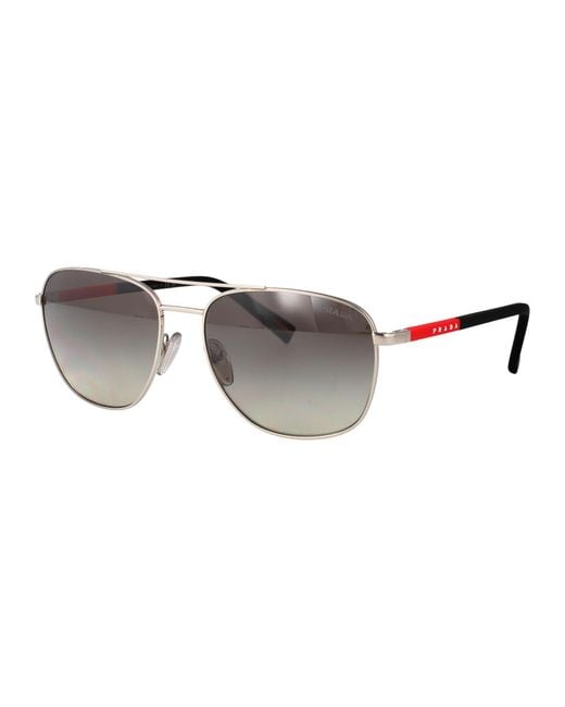 Prada Linea Rossa Metallic Prada Eyewear Aviator Sunglasses for men