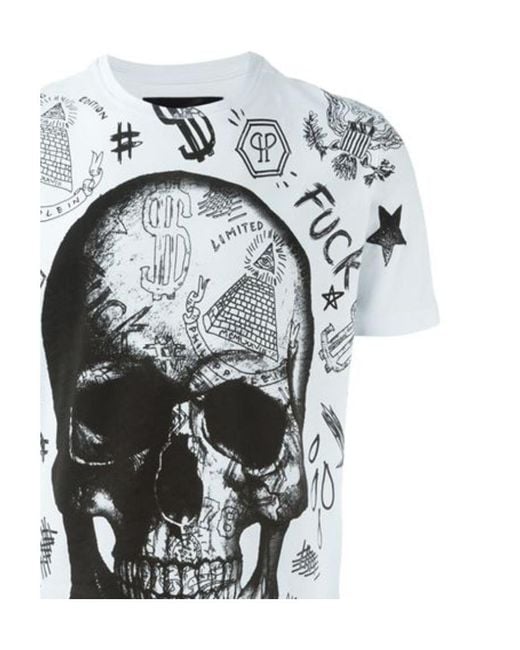 Philipp Plein White Round-Necked Logo T-Shirt for men