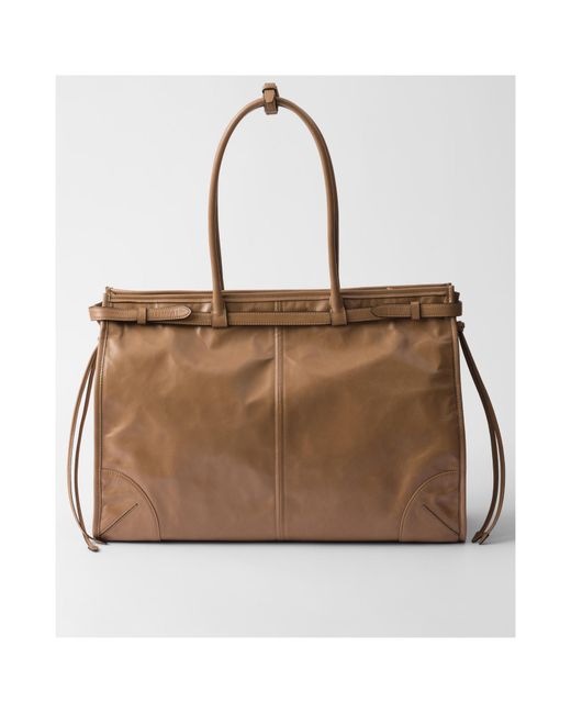 Prada Brown Bonnie Extra-Large Leather Handbag
