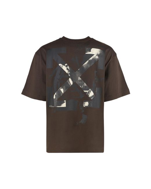 Off-White c/o Virgil Abloh Brown Cotton Crew-Neck T-Shirt for men