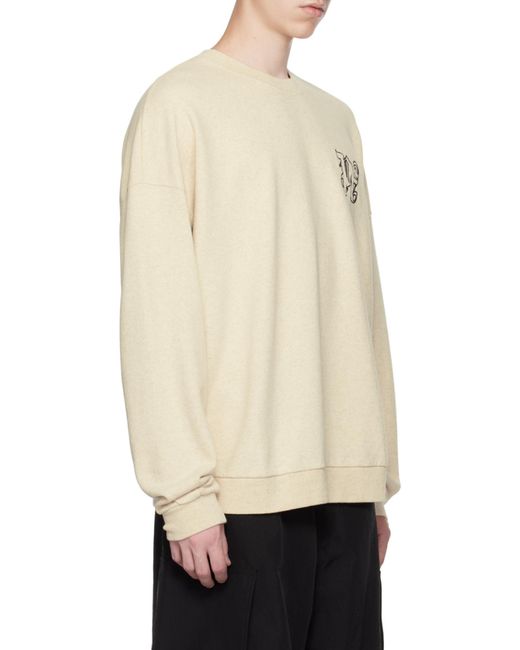Palm Angels Gray Logo Embroidered Crewneck Sweatshirt for men