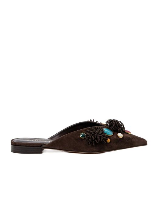 Twinset Brown Embellishment Flat Mules
