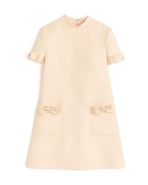 Valentino Natural Crepe Couture Bow Detailed Mini Dress