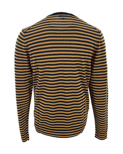 Dunhill Green Round-Neck Striped Sweater for men