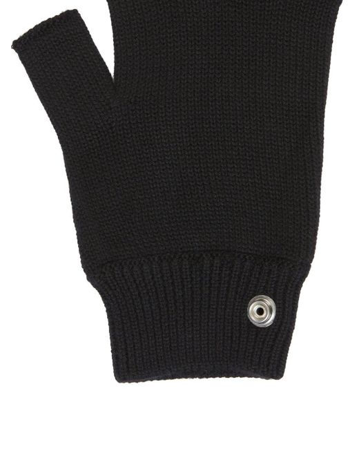 Rick Owens Black Fingerless Wool Gloves
