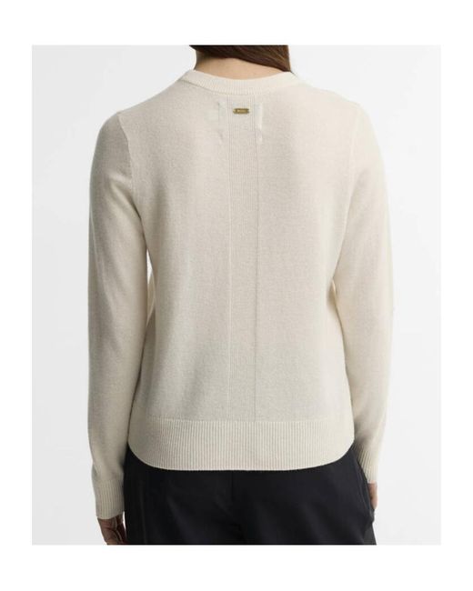 Barbour White Crew-Neck Pullover