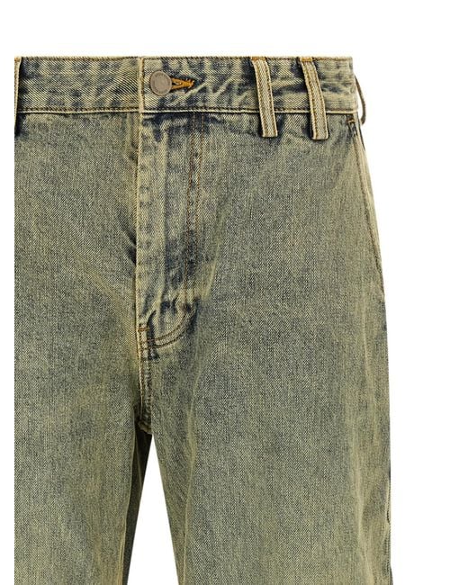 Entire studios Green Denim Trousers With Belt Loops