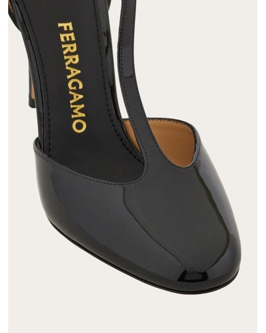 Ferragamo Black T-Strap Stiletto Pump