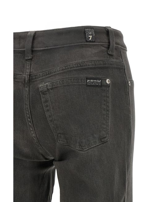 7 For All Mankind Gray Calie Logo-Patch Straight Jeans