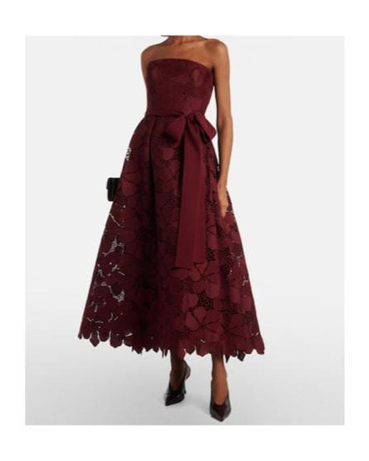Elie Saab Red Silk-Blend Guipure Lace Cocktail Dress