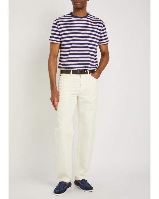 Polo Ralph Lauren Blue Striped Patch Pocket Cotton T-Shirt for men
