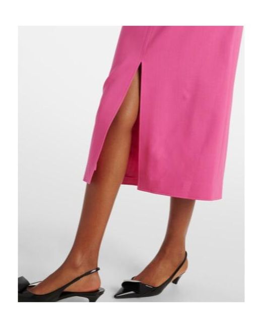 Carolina Herrera Pink Wool-Blend Midi Dress