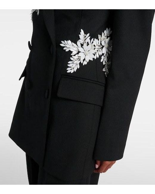 Rebecca Vallance Black Danna Floral-Appliqué Blazer