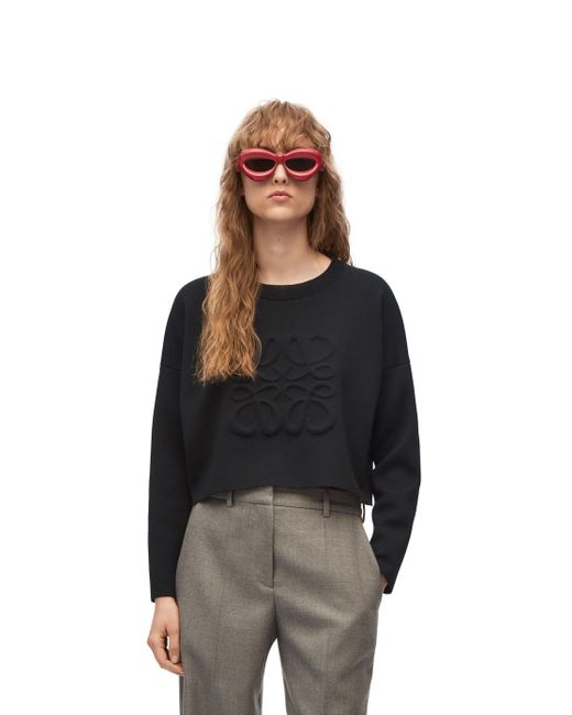 Loewe Black Anagram Cropped Knitted Jumper