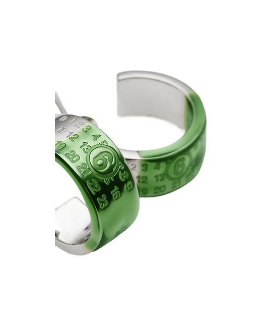 MM6 by Maison Margiela Green Numeric-Engraved Signature Earrings