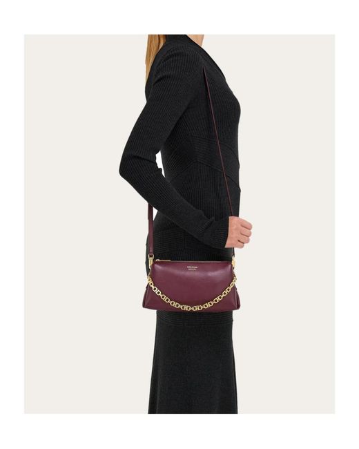 Ferragamo Purple Ferragamo Gancini Chain Mini Shoulder Bag