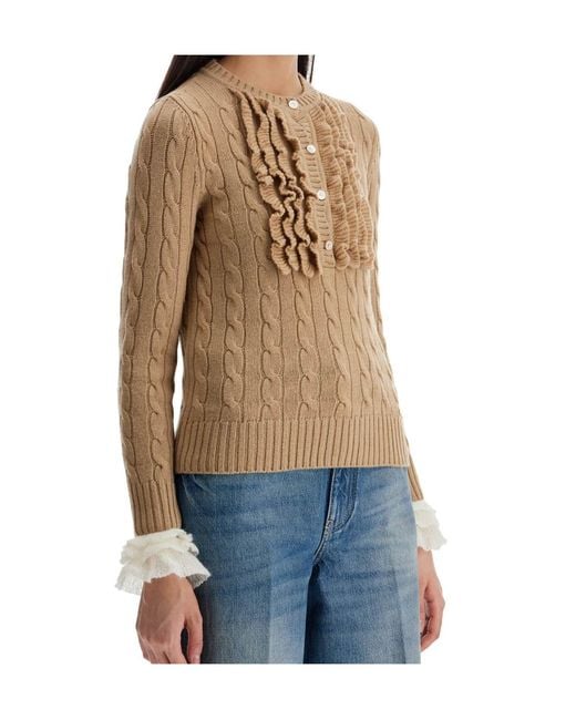Valentino Blue Ruffled Crewneck Jumper