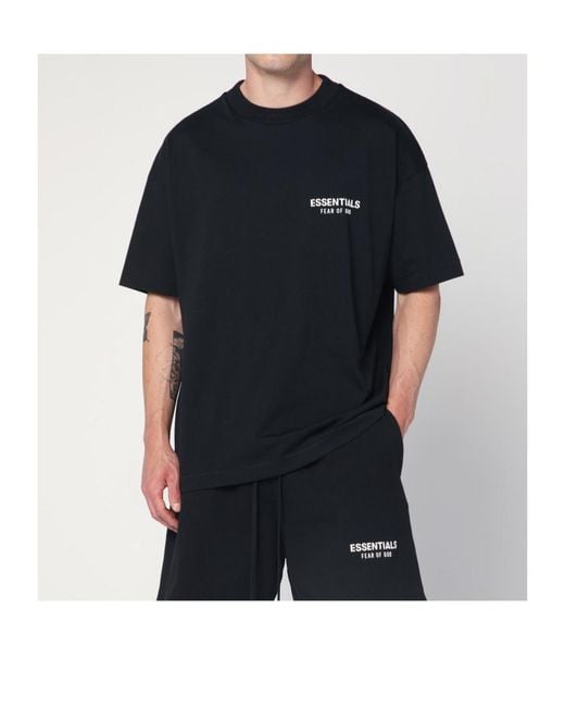 Fear Of God Black Cotton T-Shirt With Logo for men