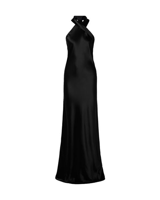 Galvan Black Pandora Satin Gown