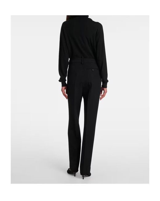 Victoria Beckham Black High-Rise Virgin Wool Straight Pants