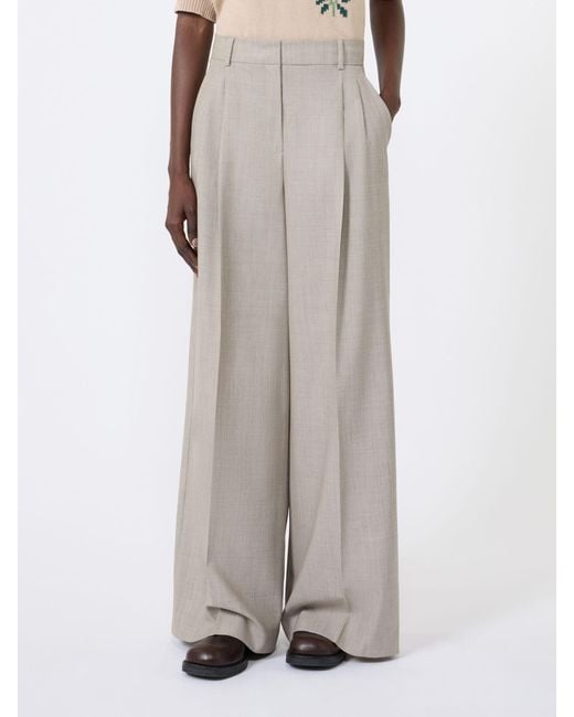 Weekend by Maxmara Gray Virgin Wool Wide-Leg Trousers