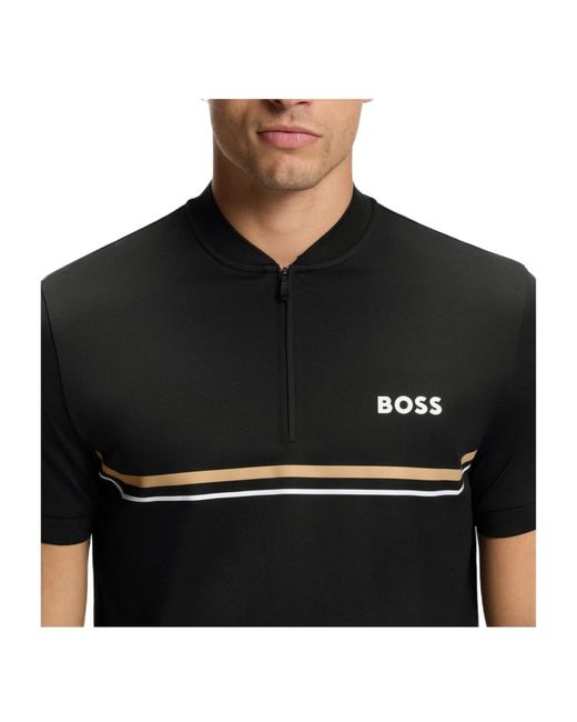 Boss Black Halfzip Standcollar Shortsleeve Polo for men